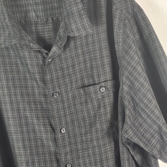 George Black Grey Check Poly SS Button Chest Pocket Button Up Shirt Sz 3XL 54-56 - Picture 5 of 16